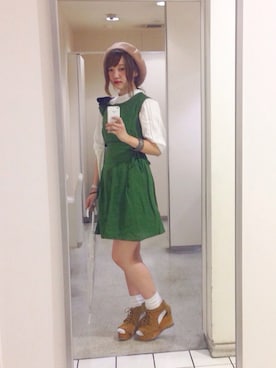 「オルチャンファッション」｜「アイテム（ハンチング/ベレー帽）」を使った、aimiさん（レディース・162cm）の秋コーディネート