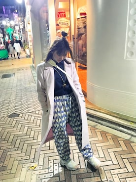 「パジャマ」｜「アイテム（チェスターコート）」を使った、aimiさん（レディース・162cm）の冬コーディネート