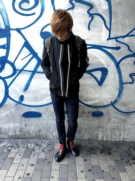 「me（ミイ）のアイテム」を使った、リッキーさん（メンズ・177cm）の秋コーディネート