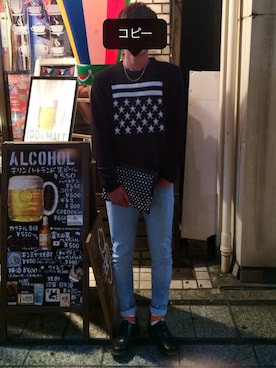 「TOPMAN（トップマン）のアイテム（レッグウェア）」を使った、Ry0.8さん（メンズ・175cm）の春コーディネート