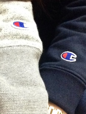 「Champion（チャンピオン）の１０ｏｚＲＷＣＲＥＷＮＥＣＫ／ＣＨＡＭＰＩＯＮ／チャンピオン（Sweatshirt、ブルー系）」を使った、Ronaさん（レディース・151cm）の冬コーディネート