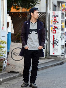 「アイテム（ブーツ、ブルー系）」を使った、73.Yuma_Hatanoさん（メンズ・168cm）の冬コーディネート