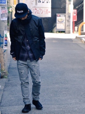 「VIRGOwearworks（ヴァルゴウェアワークス）のアイテム（マウンテンパーカー）」を使った、73.Yuma_Hatanoさん（メンズ・168cm）の冬コーディネート