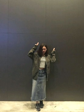 「PULL&BEAR（プルアンドベア）のアイテム（ナイロンジャケット）」を使った、Bonnieさん（レディース・153cm）の春コーディネート