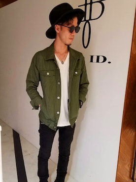 「NO ID.（ノーアイディ）のアイテム（ブルゾン）」を使った、kohei yonedaさん（メンズ・165cm）の秋コーディネート