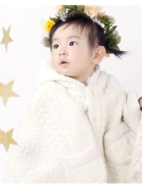 「BRANSHES（ブランシェス）のアイテム（ポンチョ）」を使った、菜心さん（キッズ・80cm）の秋コーディネート