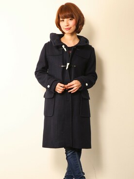 「PLAIN CLOTHING（プレーンクロージング）のアイテム（ダッフルコート）」を使った、chikaさん（レディース・158cm）の秋コーディネート