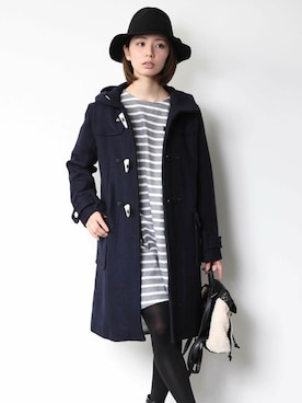 「PLAIN CLOTHING（プレーンクロージング）のアイテム（ダッフルコート）」を使った、chikaさん（レディース・158cm）の秋コーディネート