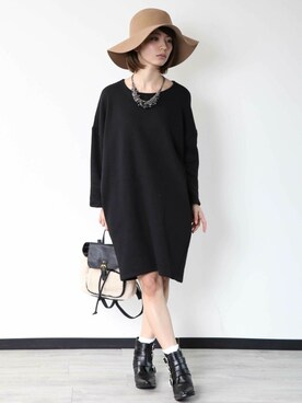 「PLAIN CLOTHING（プレーンクロージング）のアイテム（ワンピース/ドレス）」を使った、chikaさん（レディース・158cm）の冬コーディネート