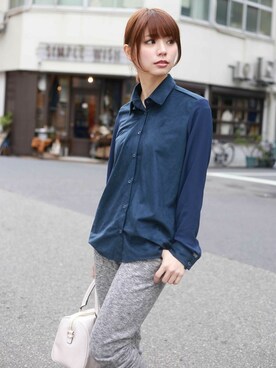 「アイテム（ドラムバッグ）」を使った、chikaさん（レディース・158cm）の冬コーディネート