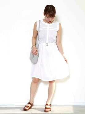 「PLAIN CLOTHING（プレーンクロージング）のアイテム（ワンピース/ドレス）」を使った、chikaさん（レディース・164cm）の夏コーディネート