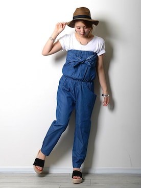 「PLAIN CLOTHING（プレーンクロージング）のアイテム（つなぎ/オールインワン）」を使った、chikaさん（レディース・164cm）の夏コーディネート