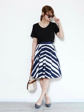 「PLAIN CLOTHING（プレーンクロージング）のアイテム（スカート）」を使った、chikaさん（レディース・164cm）の夏コーディネート