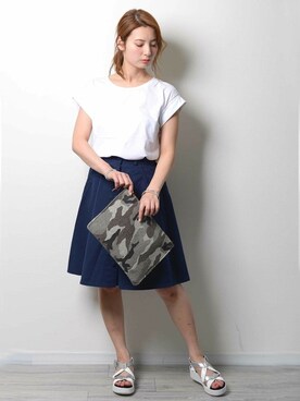 「PLAIN CLOTHING（プレーンクロージング）のアイテム（スカート）」を使った、chikaさん（レディース・164cm）の夏コーディネート