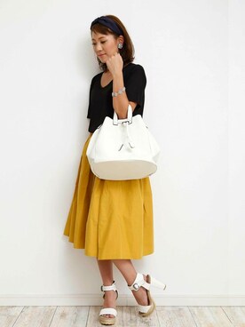 「PLAIN CLOTHING（プレーンクロージング）のアイテム（スカート）」を使った、chikaさん（レディース・150cm）の夏コーディネート