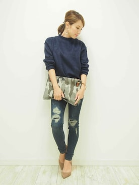 「アイテム（クラッチバッグ、グリーン系）」を使った、chikaさん（レディース・153cm）の夏コーディネート