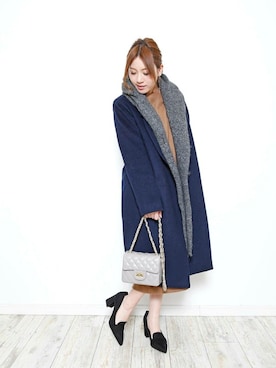 「PLAIN CLOTHING（プレーンクロージング）のアイテム（パンプス）」を使った、chikaさん（レディース・153cm）の冬コーディネート