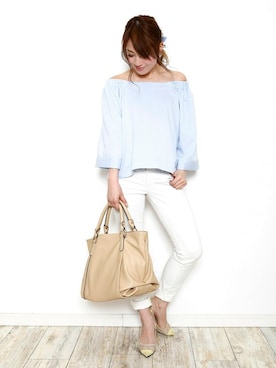 「PLAIN CLOTHING（プレーンクロージング）のアイテム（パンプス）」を使った、chikaさん（レディース・153cm）の春コーディネート