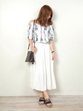 「PLAIN CLOTHING（プレーンクロージング）のアイテム（スカート）」を使った、chikaさん（レディース・153cm）の夏コーディネート