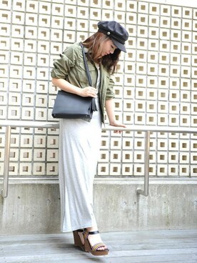 「PLAIN CLOTHING（プレーンクロージング）のアイテム（ワンピース/ドレス）」を使った、chikaさん（レディース・153cm）の夏コーディネート