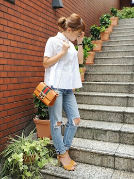 「PLAIN CLOTHING（プレーンクロージング）のアイテム（ピアス（両耳用））」を使った、chikaさん（レディース・153cm）の秋コーディネート