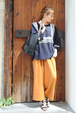 「アイテム（カチューシャ、ゴールド系）」を使った、chikaさん（レディース・153cm）の秋コーディネート