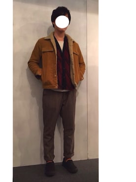 「総柄カーディガン」｜よーさん（メンズ・170cm）の冬コーディネート