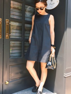 「MEER.（メーア）のアイテム（つなぎ/オールインワン）」を使った、伊地知朋子さん（レディース・153cm）の夏コーディネート