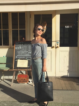 「VINTAGE（ヴィンテージ）のアイテム（モカシン/デッキシューズ）」を使った、伊地知朋子さん（レディース・153cm）の秋コーディネート