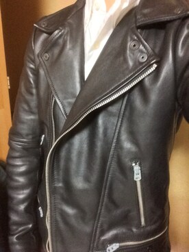 「G-STAR RAW（ジースターロゥ）のアイテム（ライダースジャケット）」を使った、yoさん（メンズ・157cm）の秋コーディネート