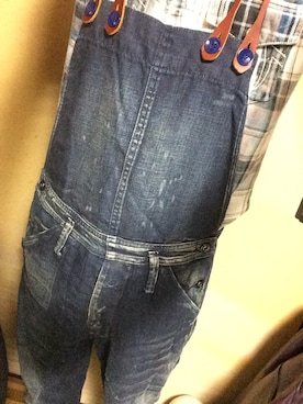 「G-STAR RAW（ジースターロゥ）のアイテム（サロペット/オーバーオール）」を使った、yoさん（メンズ・157cm）の冬コーディネート