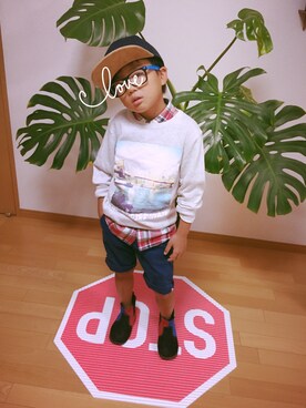「アイテム（ブーツ）」を使った、8mokuさん（キッズ・110cm）の秋コーディネート