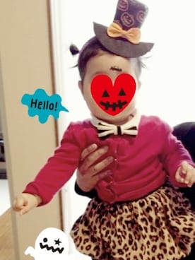 「アイテム（蝶ネクタイ）」を使った、Ｒちゃん❤︎さん（キッズ・90cm）の秋コーディネート