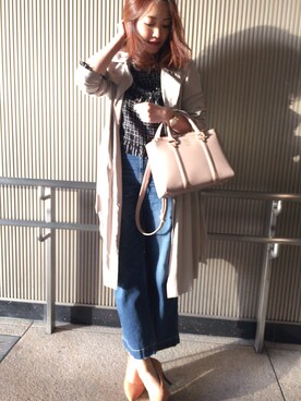 「Samantha Thavasa Deluxe（サマンサタバサ デラックス）のアイテム（バッグ、ピンク系）」を使った、7a.sさん（レディース・166cm）の秋コーディネート