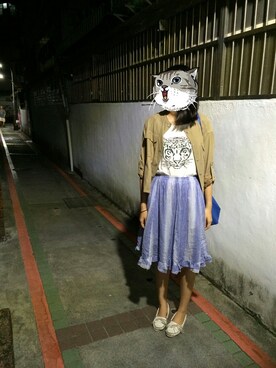 「skirt」｜「アイテム（ミリタリージャケット）」を使った、Jin Changさん（レディース・173cm）の秋コーディネート