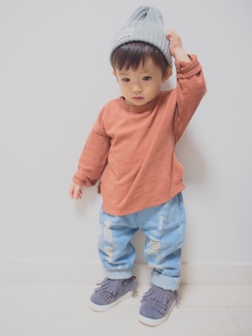 「アイテム（カチューシャ、ブラック系）」を使った、keishin&otokaさん（キッズ・80cm）の秋コーディネート
