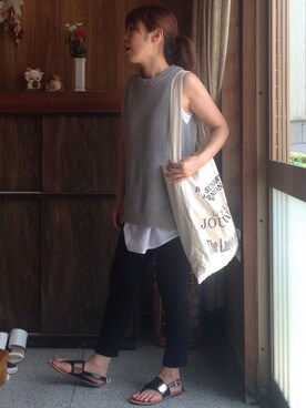 「TODAYFUL（トゥデイフル）のVintageトートバッグ（トートバッグ）」を使った、まさぷーさん（レディース・156cm）の夏コーディネート