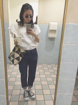 「Ray BEAMS（レイビームス）のアイテム」を使った、emaemiさん（レディース・163cm）の春コーディネート