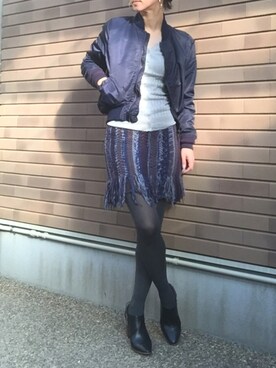 「STUNNING LURE（スタニングルアー）のアイテム（ブルゾン）」を使った、emaemiさん（レディース・163cm）の冬コーディネート