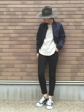 「STUNNING LURE（スタニングルアー）のアイテム（ブルゾン）」を使った、emaemiさん（レディース・163cm）の冬コーディネート