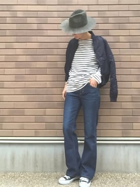 「STUNNING LURE（スタニングルアー）のアイテム（ブルゾン）」を使った、emaemiさん（レディース・163cm）の春コーディネート