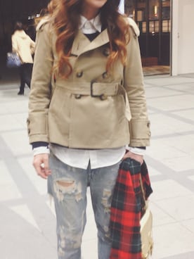 「WC（ダブル シー）のアイテム（デニムパンツ）」を使った、misaさん（レディース・165cm）の冬コーディネート