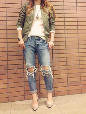 「UP START（アップスタート）のアイテム（アクセサリー）」を使った、misaさん（レディース・165cm）の秋コーディネート