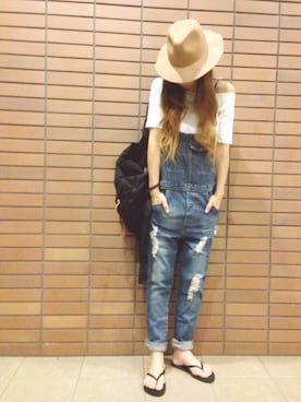「CASPER JOHN（キャスパージョン）のアイテム（サロペット/オーバーオール）」を使った、misaさん（レディース・165cm）の夏コーディネート