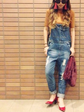 「CASPER JOHN（キャスパージョン）のアイテム（サロペット/オーバーオール）」を使った、misaさん（レディース・165cm）の秋コーディネート