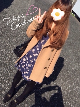 「TITTY&CO.（ティティーアンドコー）のアイテム（ピーコート）」を使った、marin.さん（レディース・156cm）の秋コーディネート