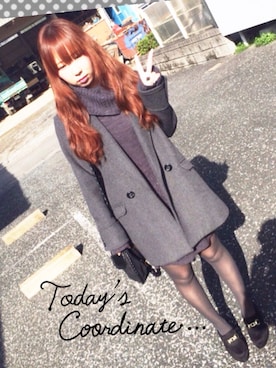「ダークグレー」｜「アイテム（チェスターコート）」を使った、marin.さん（レディース・156cm）の秋コーディネート