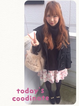 「RETRO GIRL（レトロガール）のアイテム（ダッフルコート）」を使った、marin.さん（レディース・156cm）の冬コーディネート