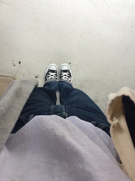 「CONVERSE（コンバース）のアイテム（スニーカー、ブラック系）」を使った、Sさん（レディース・167cm）の秋コーディネート
