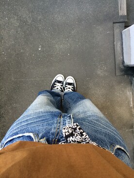 「CONVERSE（コンバース）のアイテム（スニーカー、ブラック系）」を使った、Sさん（レディース・167cm）の秋コーディネート